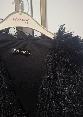 Siyah Midi Boy Kürk Detaylı Kadın Ceket - Görsel 4