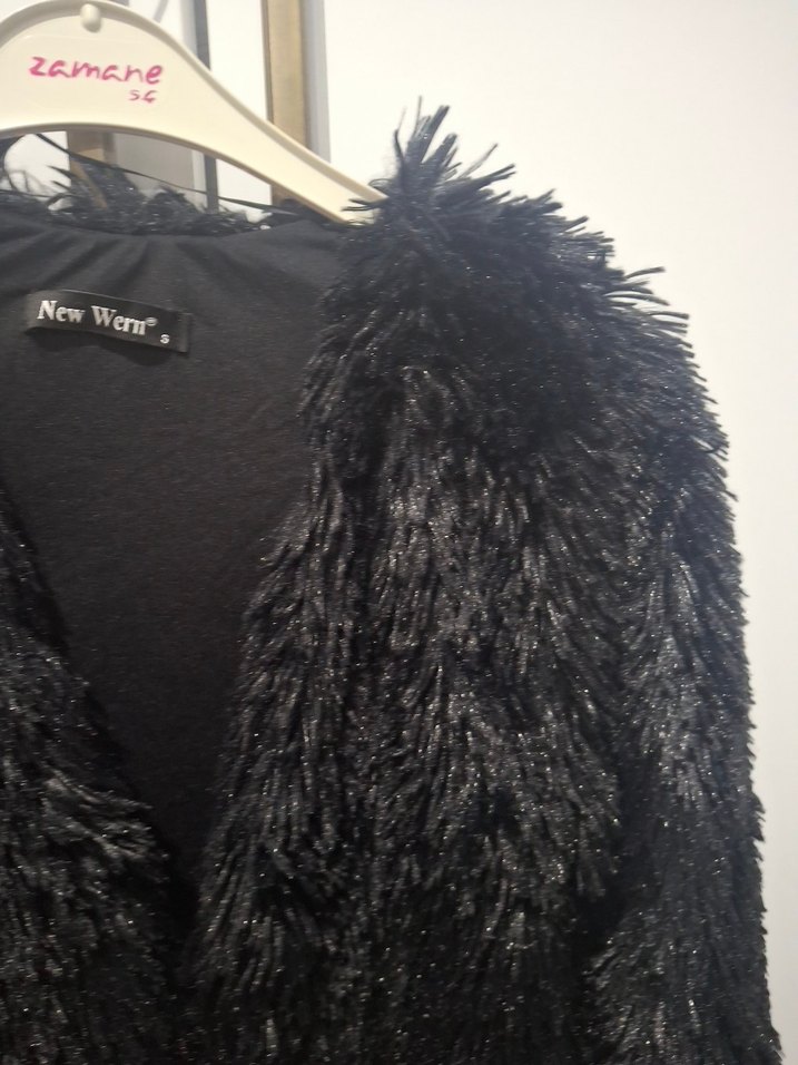 Siyah Midi Boy Kürk Detaylı Kadın Ceket - Görsel 5