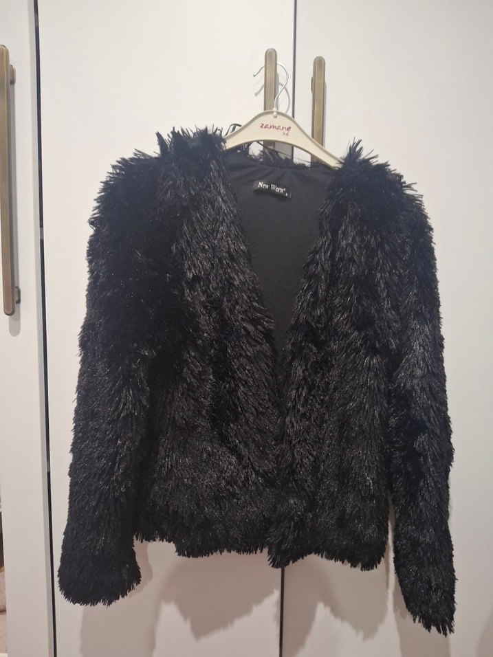 Siyah Midi Boy Kürk Detaylı Kadın Ceket - Görsel 2