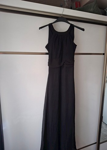 Siyah Uzun Drapeli Gotik Kadın Elbise - Görsel 3