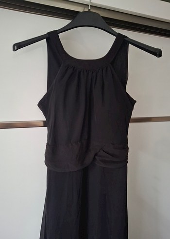 Siyah Uzun Drapeli Gotik Kadın Elbise - Görsel 4