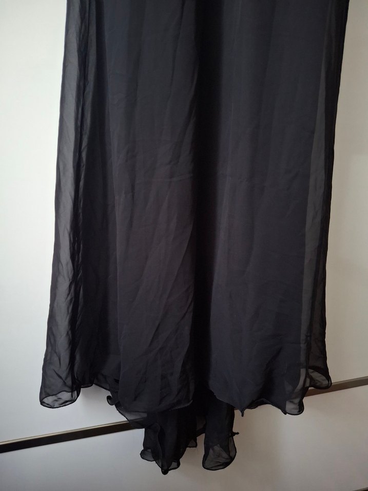 Siyah Uzun Drapeli Gotik Kadın Elbise - Görsel 5