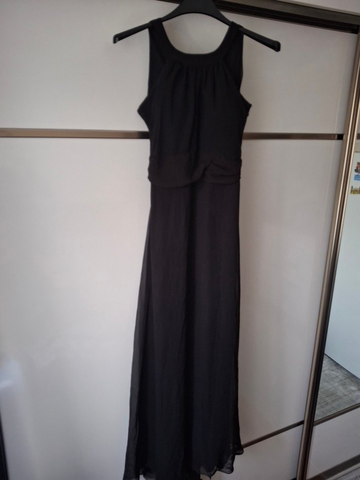 Siyah Uzun Drapeli Gotik Kadın Elbise - Görsel 2