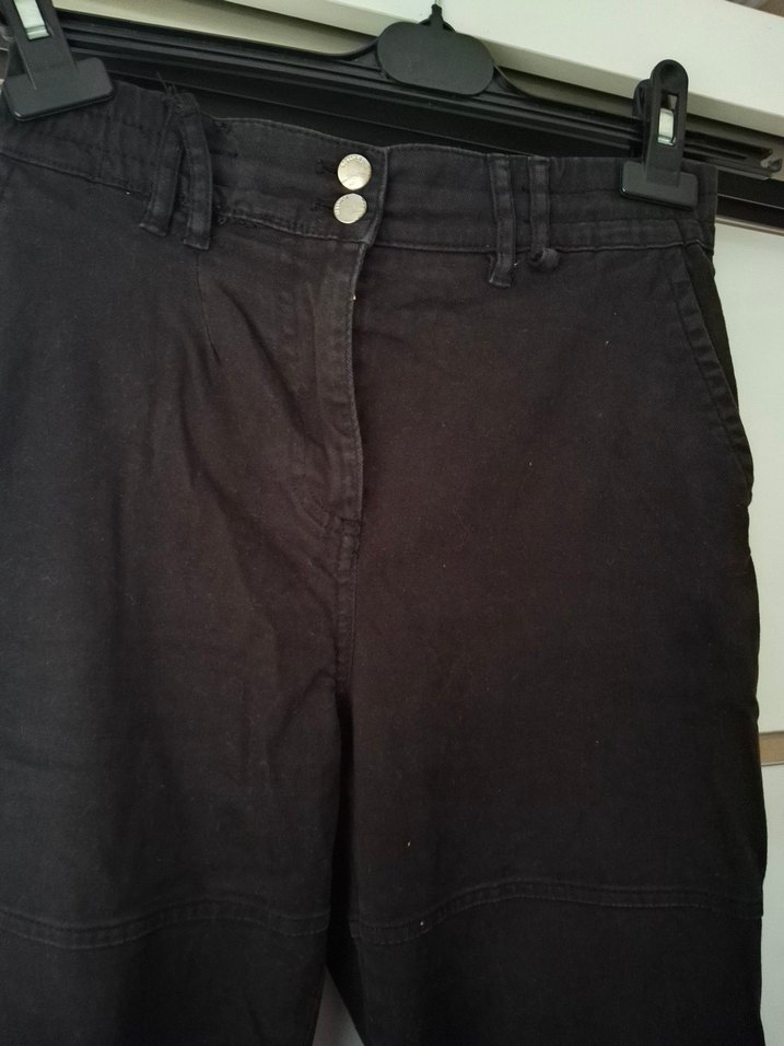 Siyah Kemerli Geniş Kesim Kadın Kot Pantolon - Görsel 3