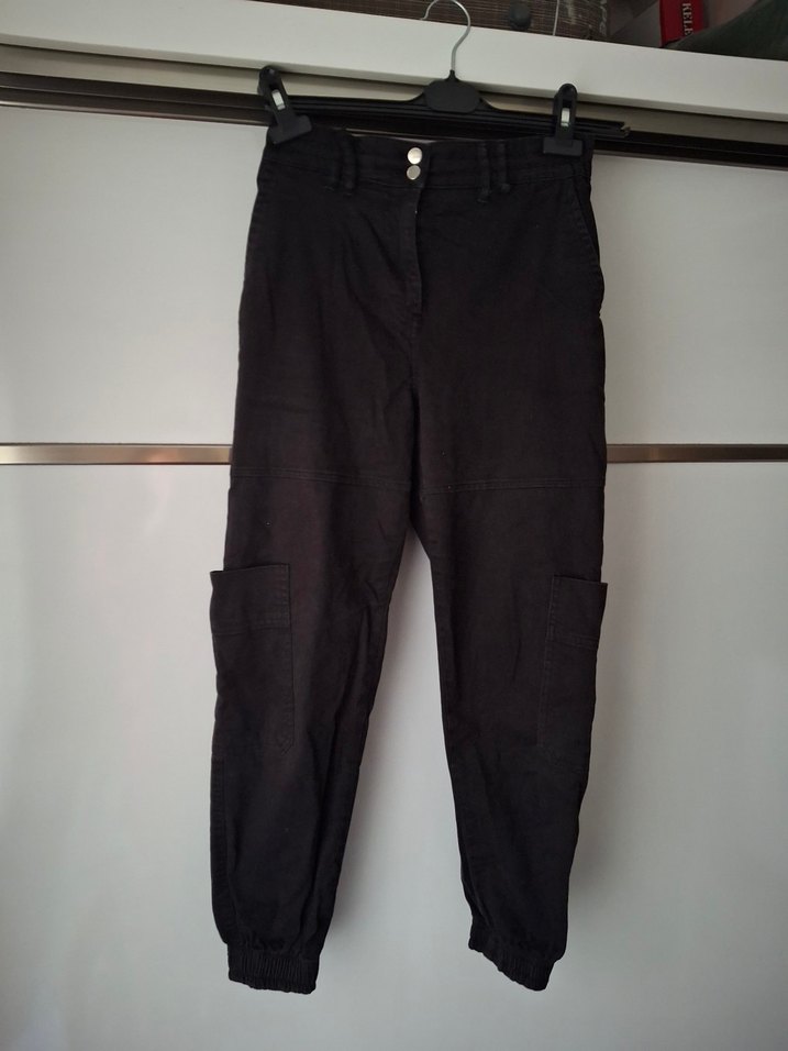 Siyah Kemerli Geniş Kesim Kadın Kot Pantolon - Görsel 2