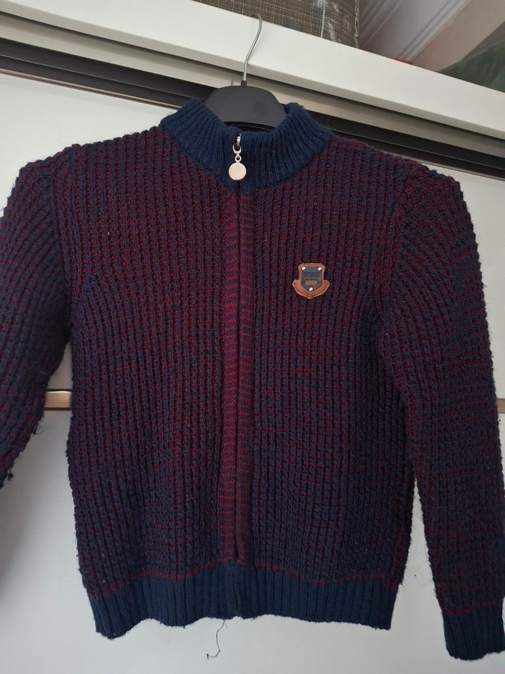 Bordo Erkek Çocuk Triko Hırka - Görsel 3