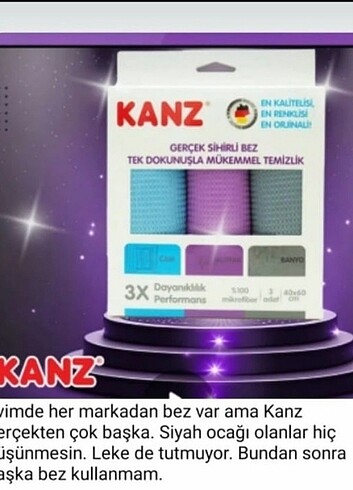Alman KANZ Mikrofiber sihirlil cam bezi 1kutu (3 adet)