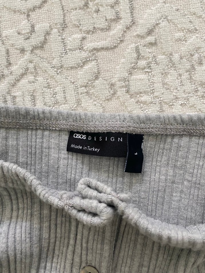 Düğmeli Gri Kadın Triko Bluz - Görsel 3