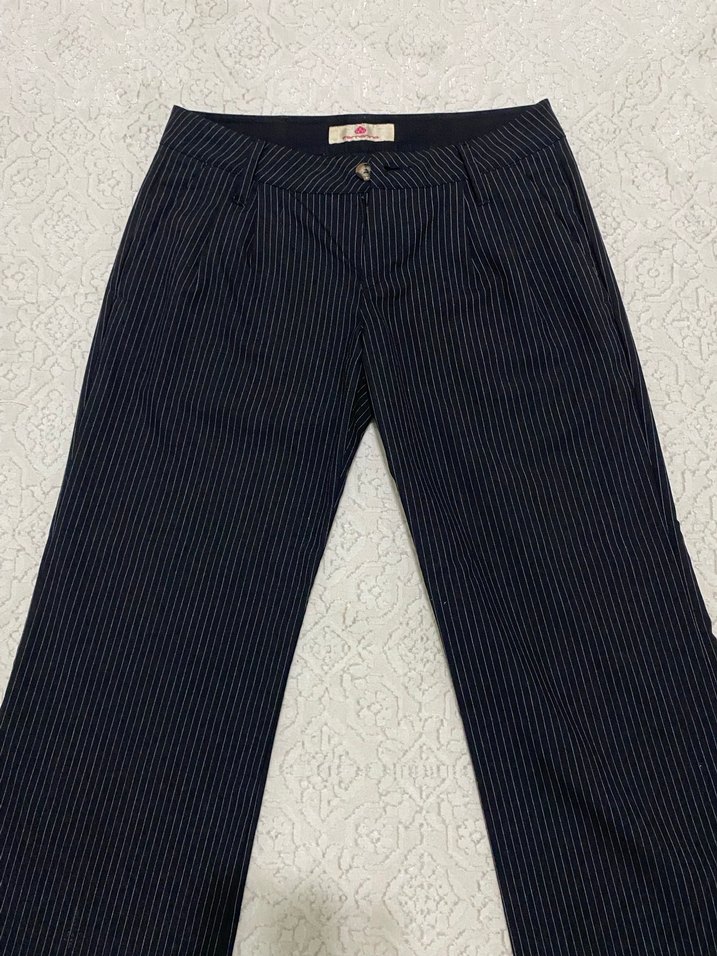 Cizgili düşük bel kumas pantolon - Görsel 2