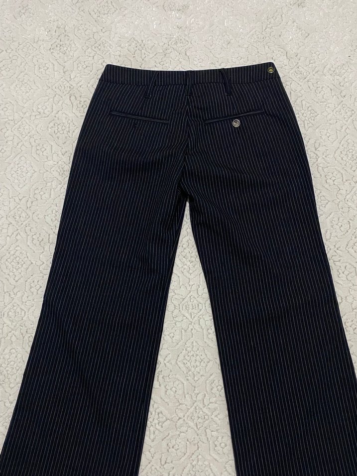 Cizgili düşük bel kumas pantolon - Görsel 4