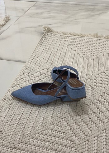 Zara Mavi Denim Kadın Topuklu Babet