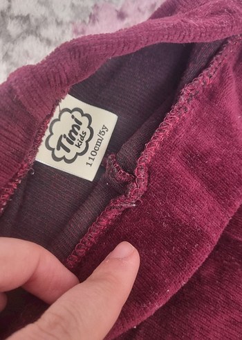 Bordo Süet Kız Tayt - Görsel 4