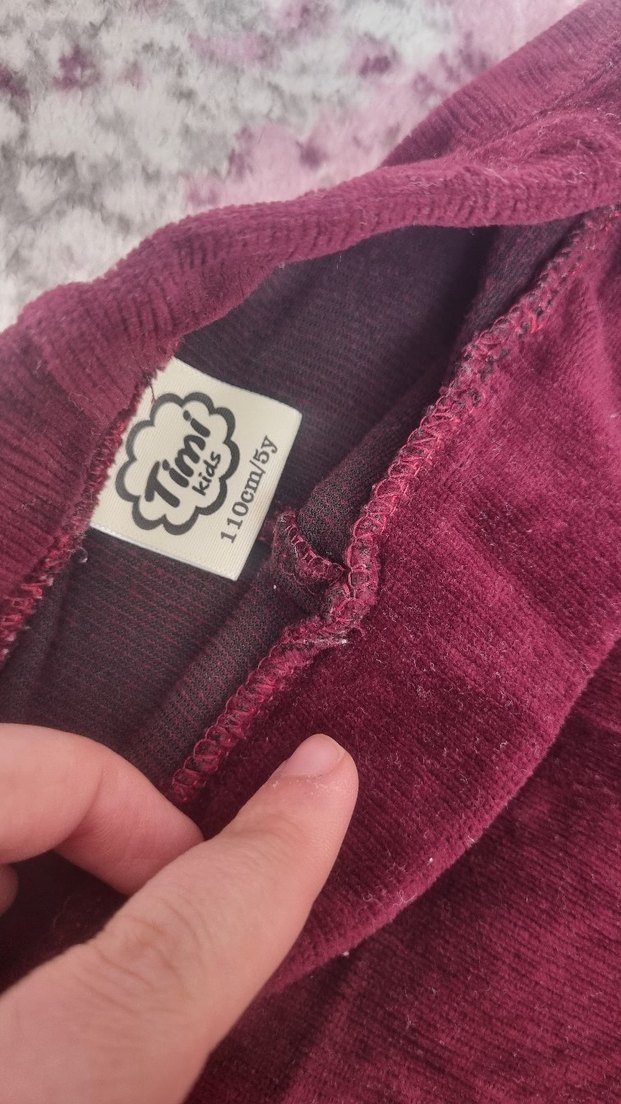 Bordo Süet Kız Tayt - Görsel 4