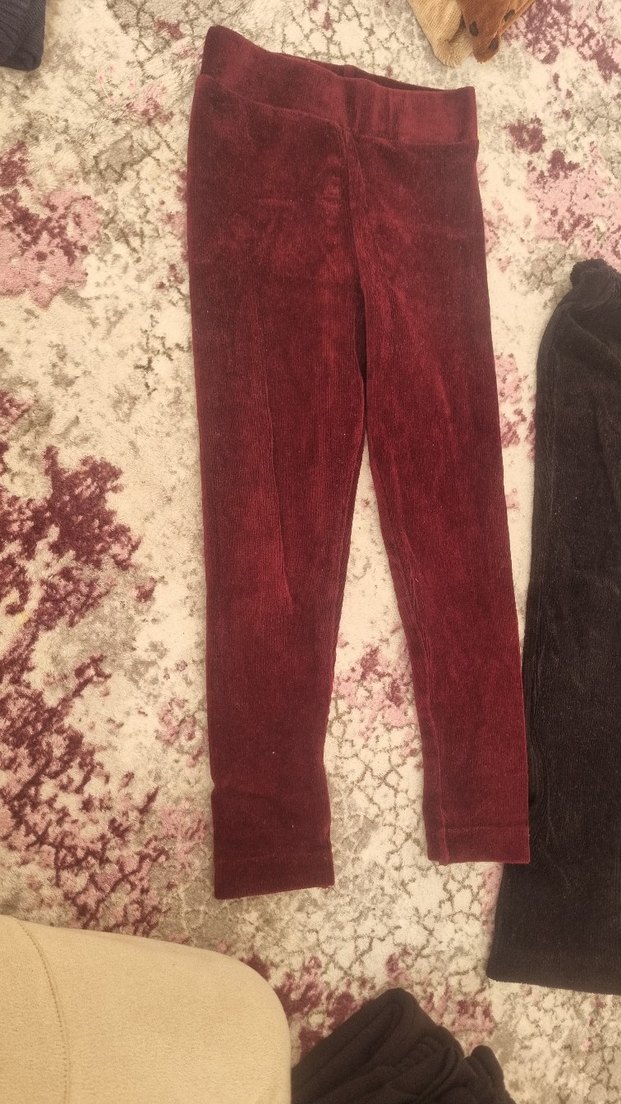 Bordo Süet Kız Tayt - Görsel 2