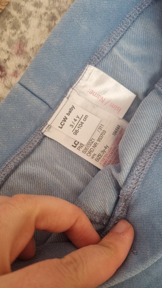 Kız Çocuk Elastik Bel Denim Pantolon - Görsel 3
