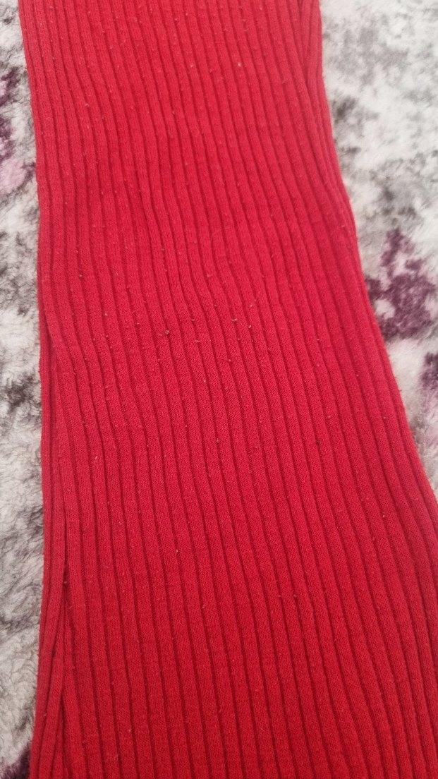 Kız Çocuk Kırmızı Örgü İspanyol Paça Pantolon, az tüylenmesi var - Görsel 3