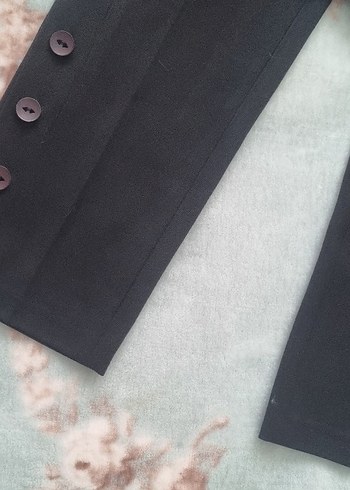 Düğmeli Siyah Kadın Kumaş Pantolon - Görsel 3