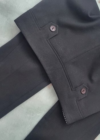 Düğmeli Siyah Kadın Kumaş Pantolon - Görsel 4