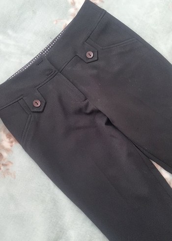 Düğmeli Siyah Kadın Kumaş Pantolon - Görsel 5