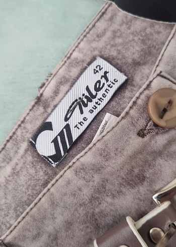 Bej Batik Desenli Kadın Kot Pantolon - Görsel 4