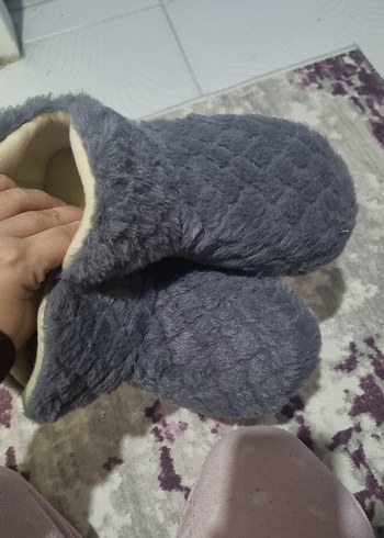 Gri Kadın Tüylü Dolgu Topuk Ev botu - Görsel 4