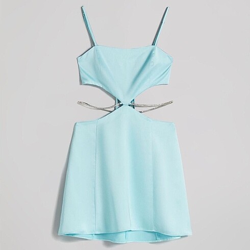 Bershka Bershka mavi saten elbise