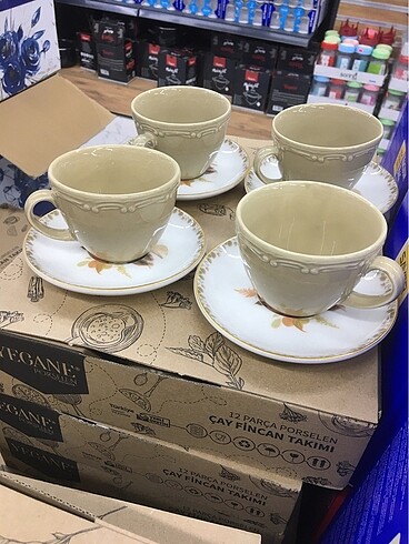 6 kişilik porselen çay fincan takımı