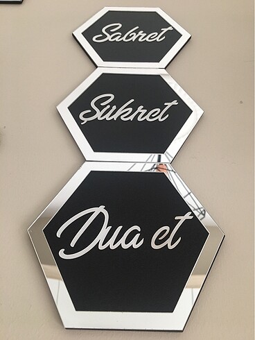Sabret Şükret Dua Et Yazılı Yapışkanlı Duvar Süsü