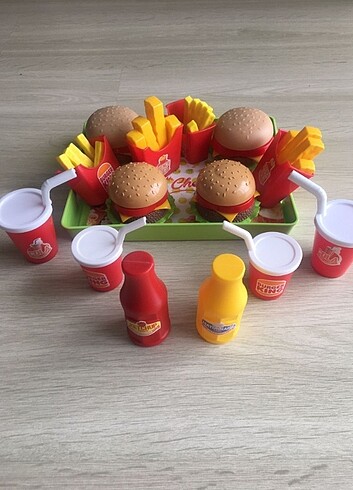 Yapboz tarzında eğitici hamburger seti
