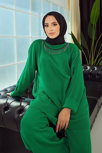 Triko Takım Yeşil Elbise