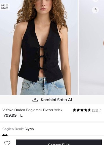 V Yaka Bağlamalı Siyah Yelek