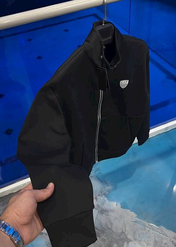 tek beden Beden Siyah Fermuarlı Erkek Sweatshirt