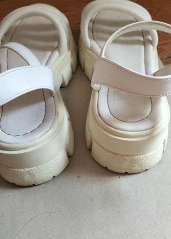 37 Beden Minimalist Beyaz Platform Topuklu Kadın Sandalet