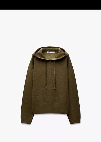 Kapüşonlu Örgü Kadın Sweatshirt