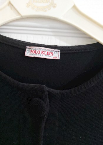 46 Beden Düğmeli Siyah Uzun kaşe panço