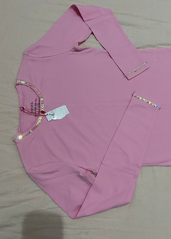 Pembe Uzun Kollu Kız Tişörtü m beden - Görsel 2