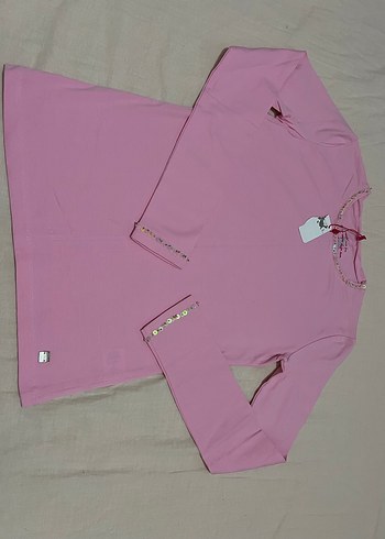 Pembe Uzun Kollu Kız Tişörtü m beden - Görsel 5