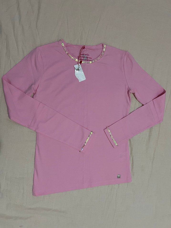 Pembe Uzun Kollu Kız Tişörtü m beden - Görsel 3