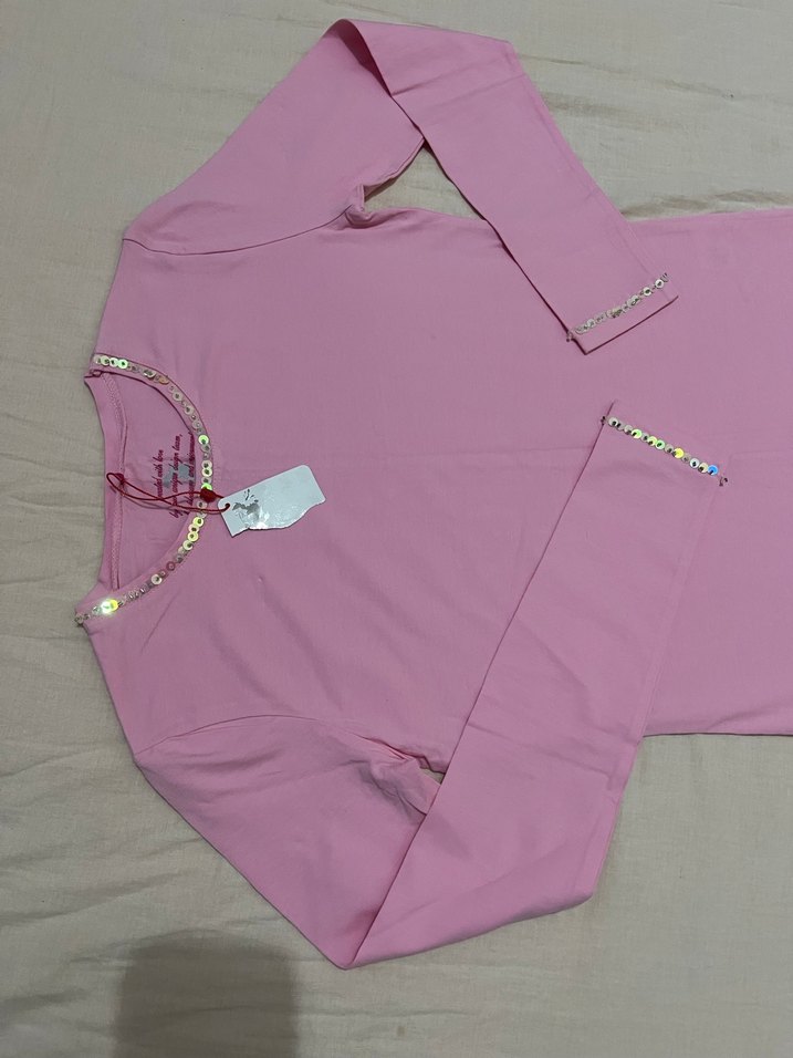 Pembe Uzun Kollu Kız Tişörtü m beden - Görsel 2