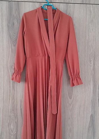 Diger turuncu Uzun Pilili Kadın Elbise - Görsel 4