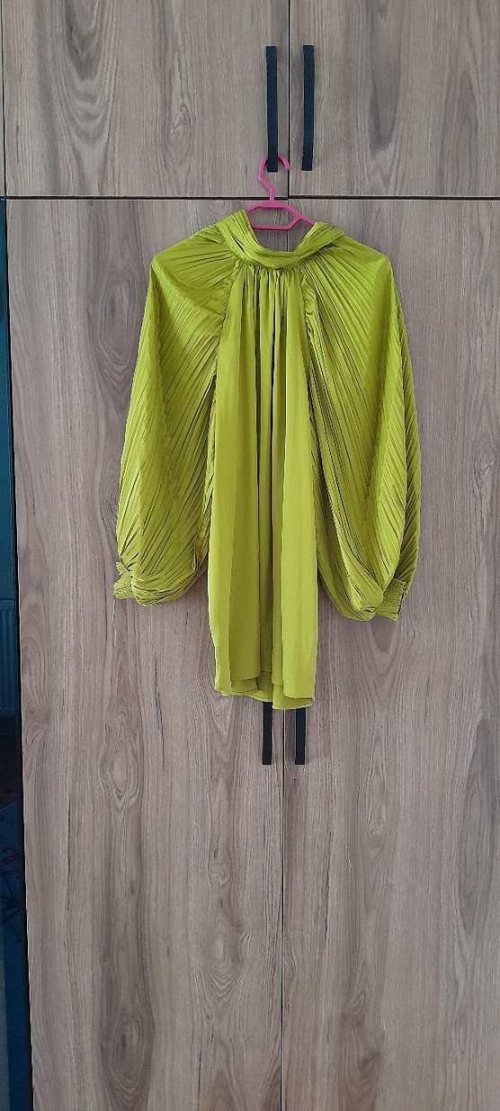 Piliseli Uzun Kollu yağ yesili Tunik - Görsel 2