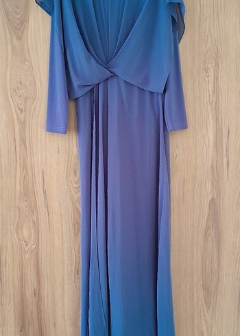 Mavi Uzun Kollu V Yakalı Kadın tulum - Görsel 2