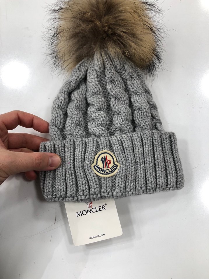 Moncler Gri Kadın Örgü Yün Bere - Görsel 2