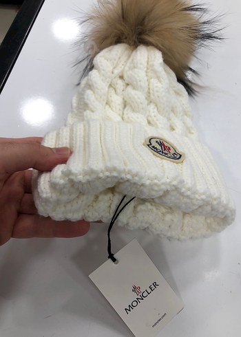 Moncler Beyaz Örgü Yün Bere - Görsel 4