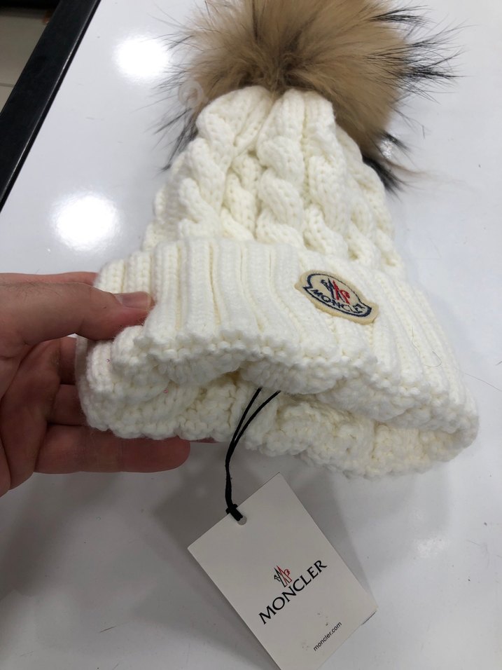 Moncler Beyaz Örgü Yün Bere - Görsel 4