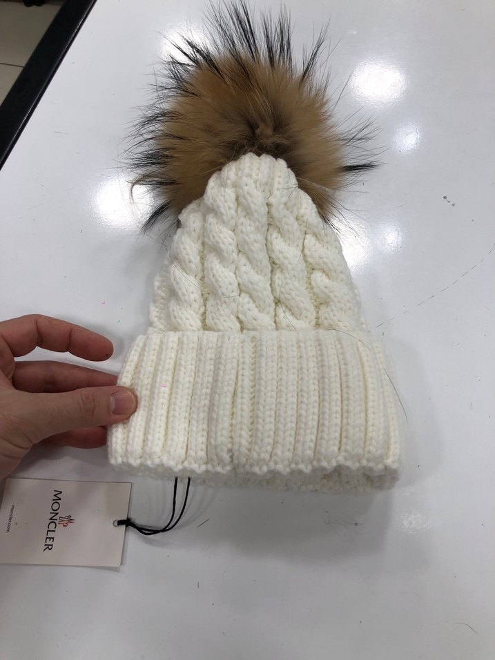 Moncler Beyaz Örgü Yün Bere - Görsel 5