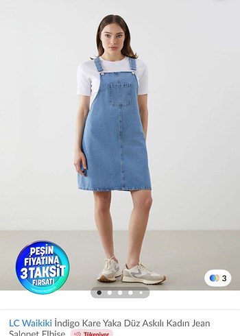 LC Waikiki Kadın Indigo Jean Salopet Elbise - Görsel 2