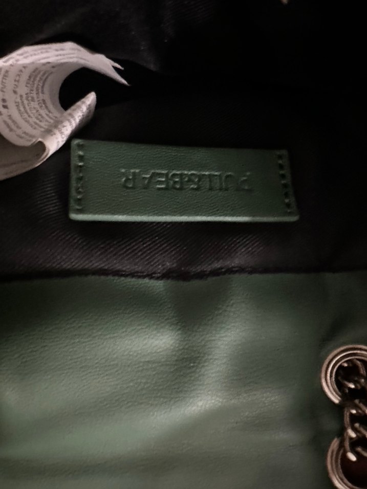 Zincir Detaylı Yeşil Deri Kadın Çanta - Görsel 3