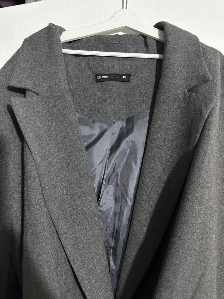 Gri Kemerli Kadın Blazer Ceket - Görsel 4