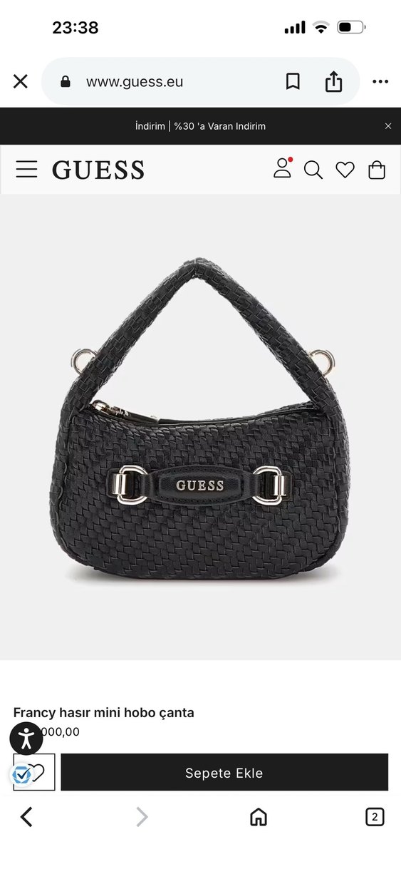 Siyah Deri Zincir Detaylı Guess Çanta - Görsel 2